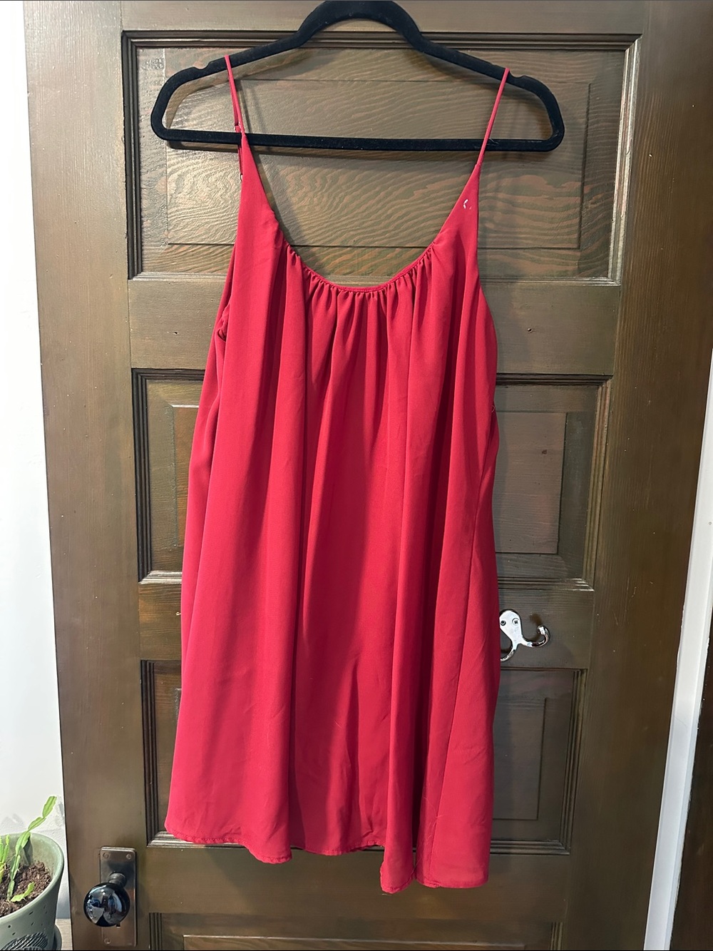 Women’s Red Slip Dress - Lightweight Spaghetti Strap Nightdress